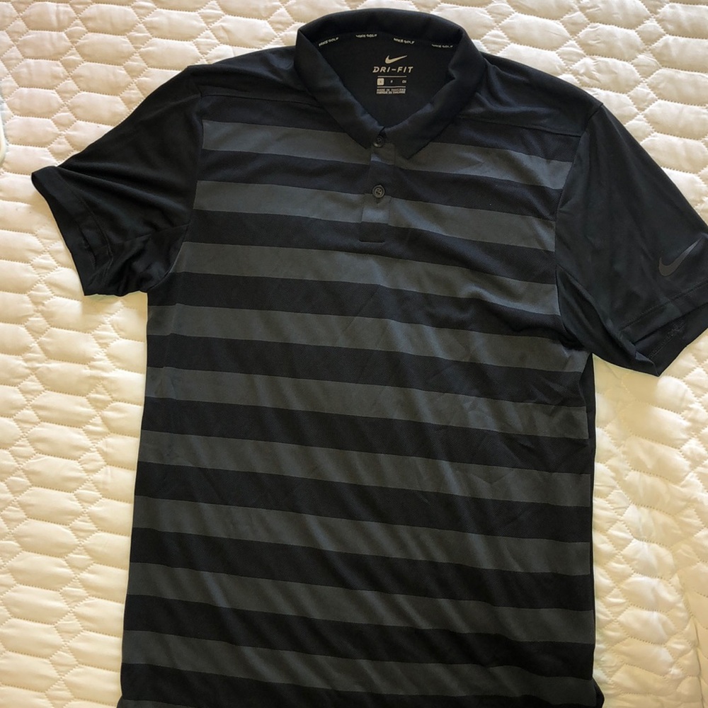 Nike Dri-Fit Golf Polo Black/Charcoal lines Sz S